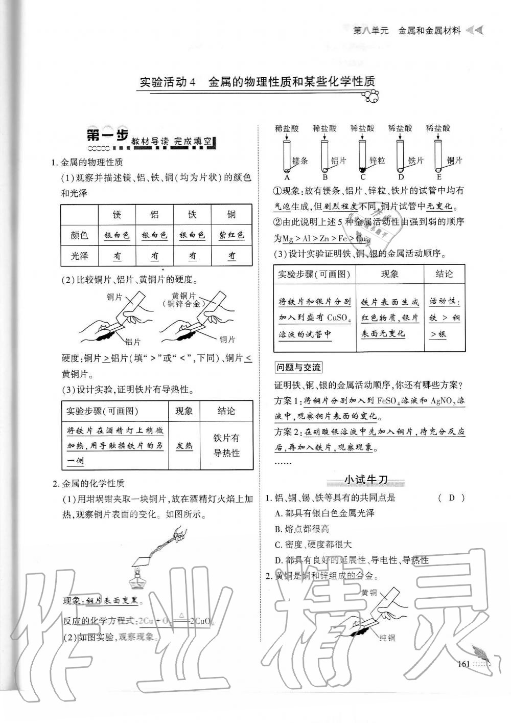 2019年蓉城优课堂给力A加九年级化学全一册人教版 第161页