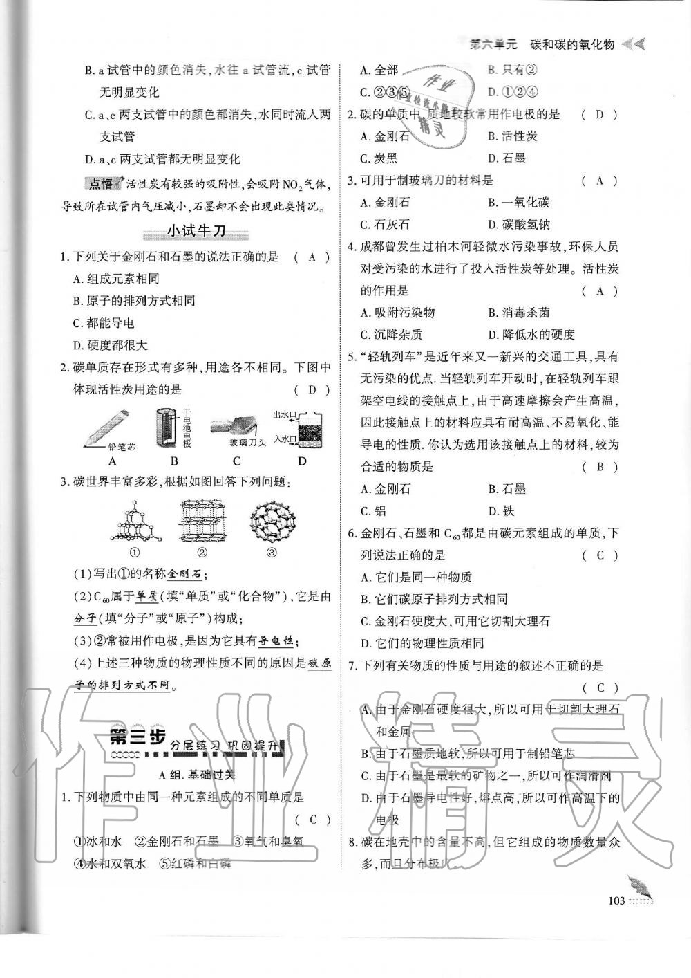 2019年蓉城优课堂给力A加九年级化学全一册人教版 第103页