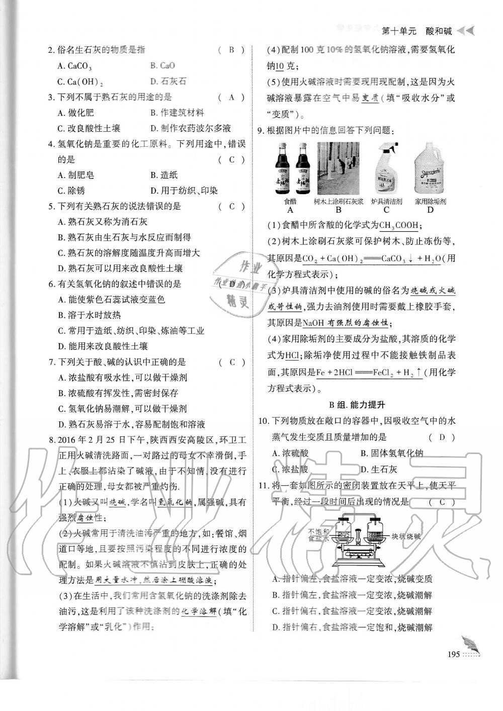 2019年蓉城优课堂给力A加九年级化学全一册人教版 第195页