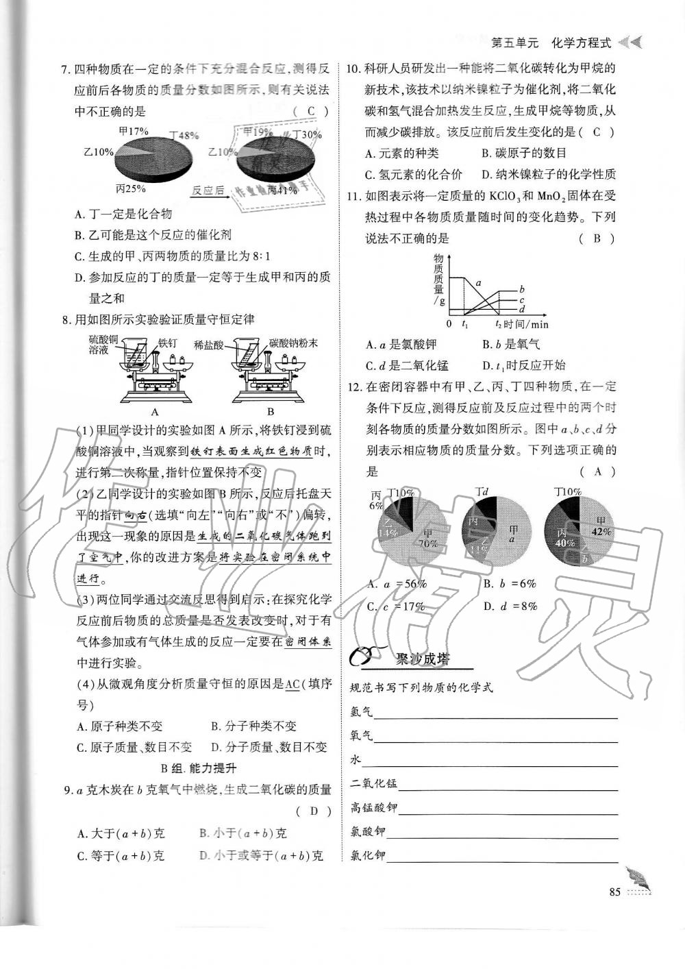 2019年蓉城优课堂给力A加九年级化学全一册人教版 第85页