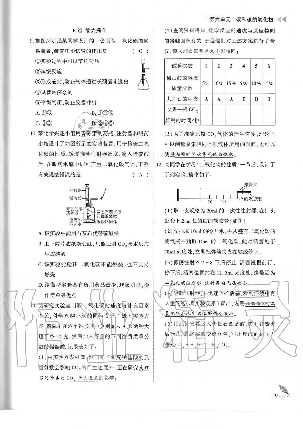 2019年蓉城优课堂给力A加九年级化学全一册人教版 第119页