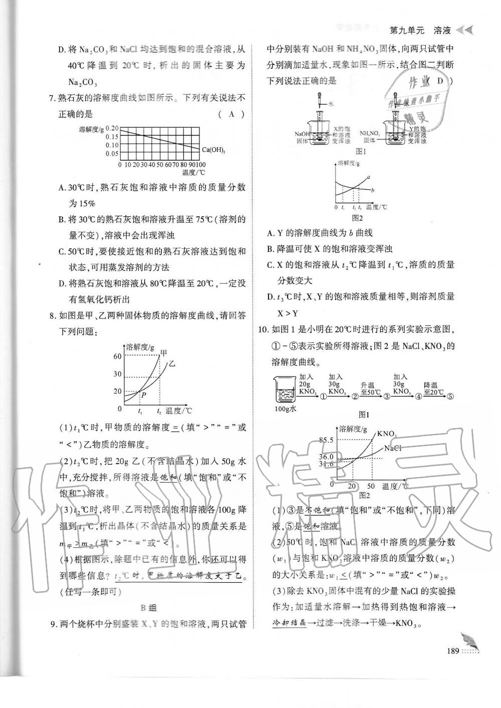 2019年蓉城优课堂给力A加九年级化学全一册人教版 第189页