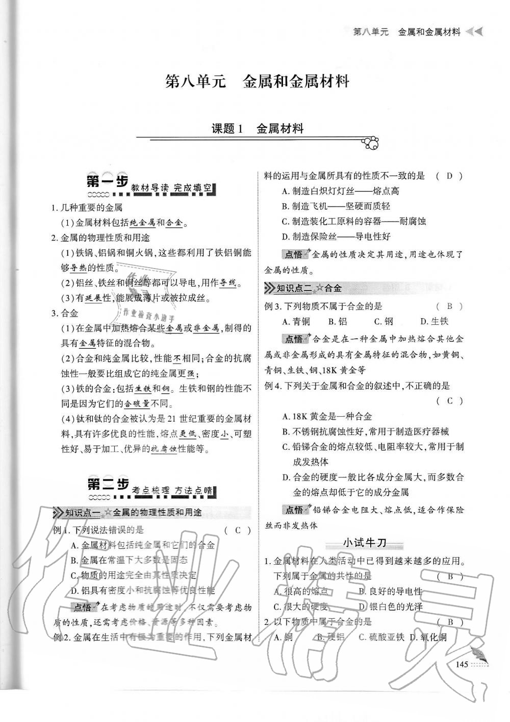 2019年蓉城优课堂给力A加九年级化学全一册人教版 第145页