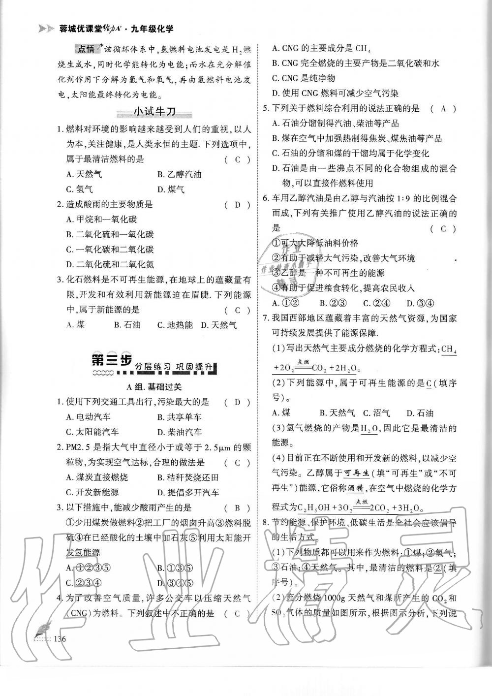 2019年蓉城优课堂给力A加九年级化学全一册人教版 第136页