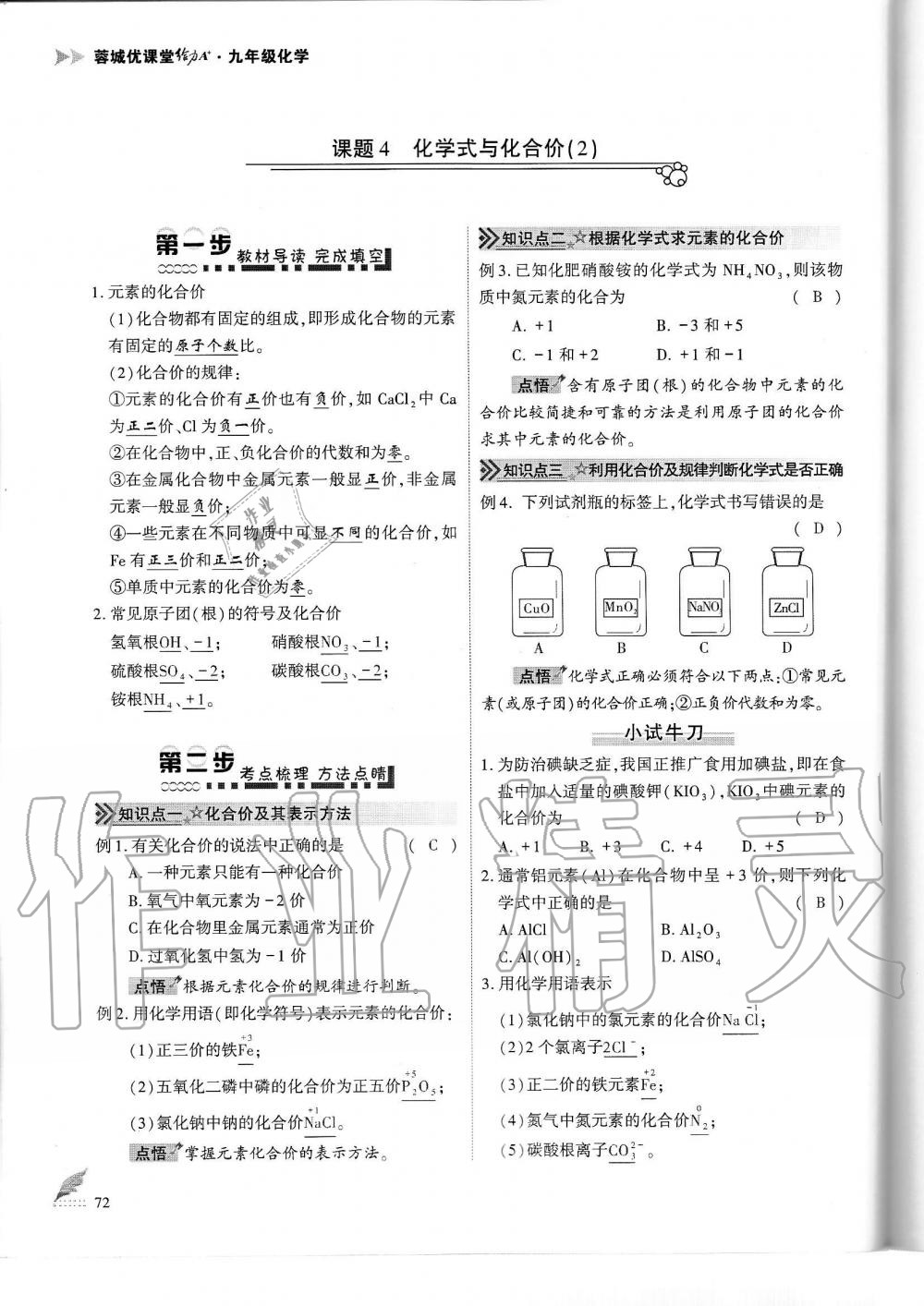 2019年蓉城优课堂给力A加九年级化学全一册人教版 第72页