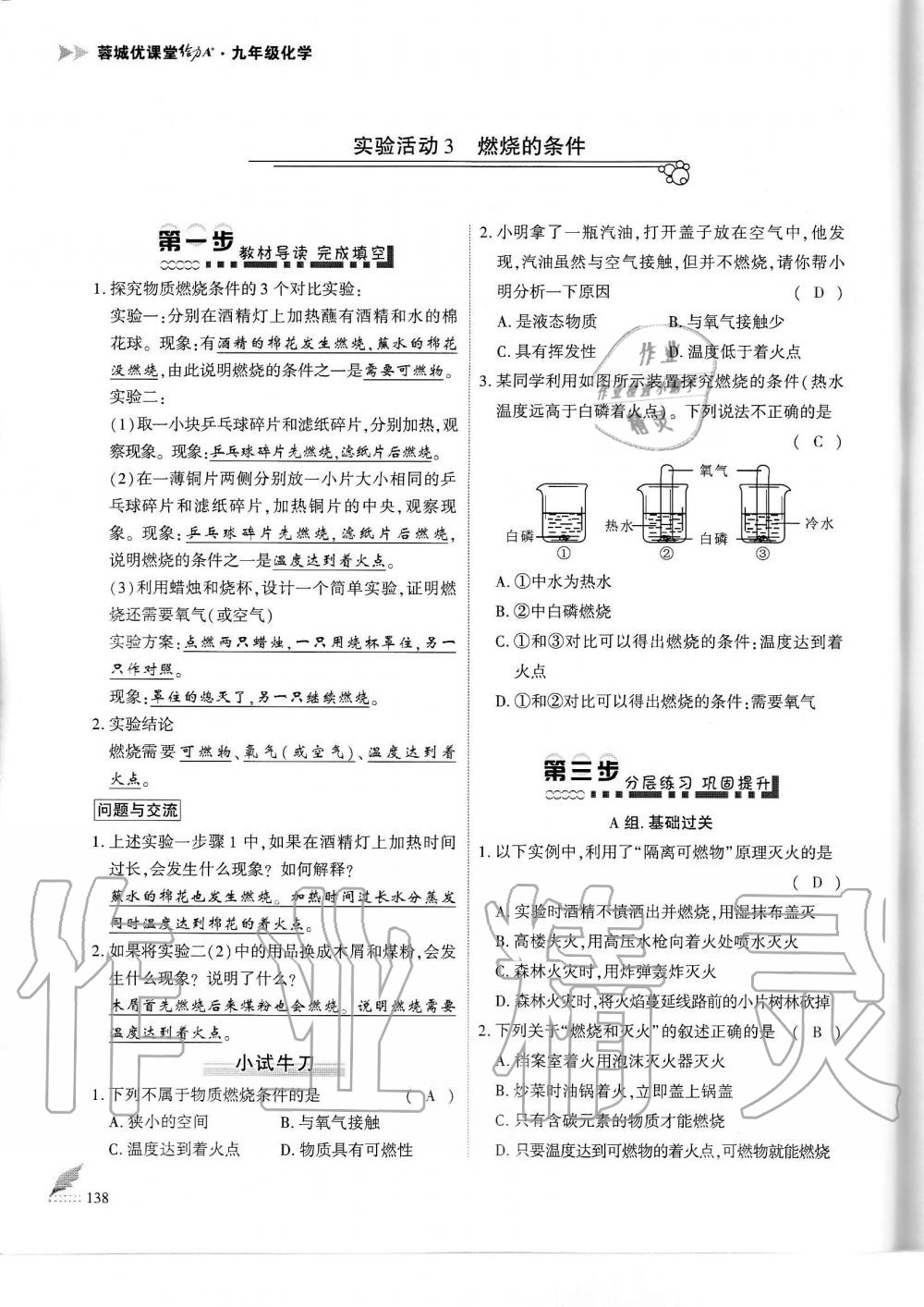 2019年蓉城优课堂给力A加九年级化学全一册人教版 第138页