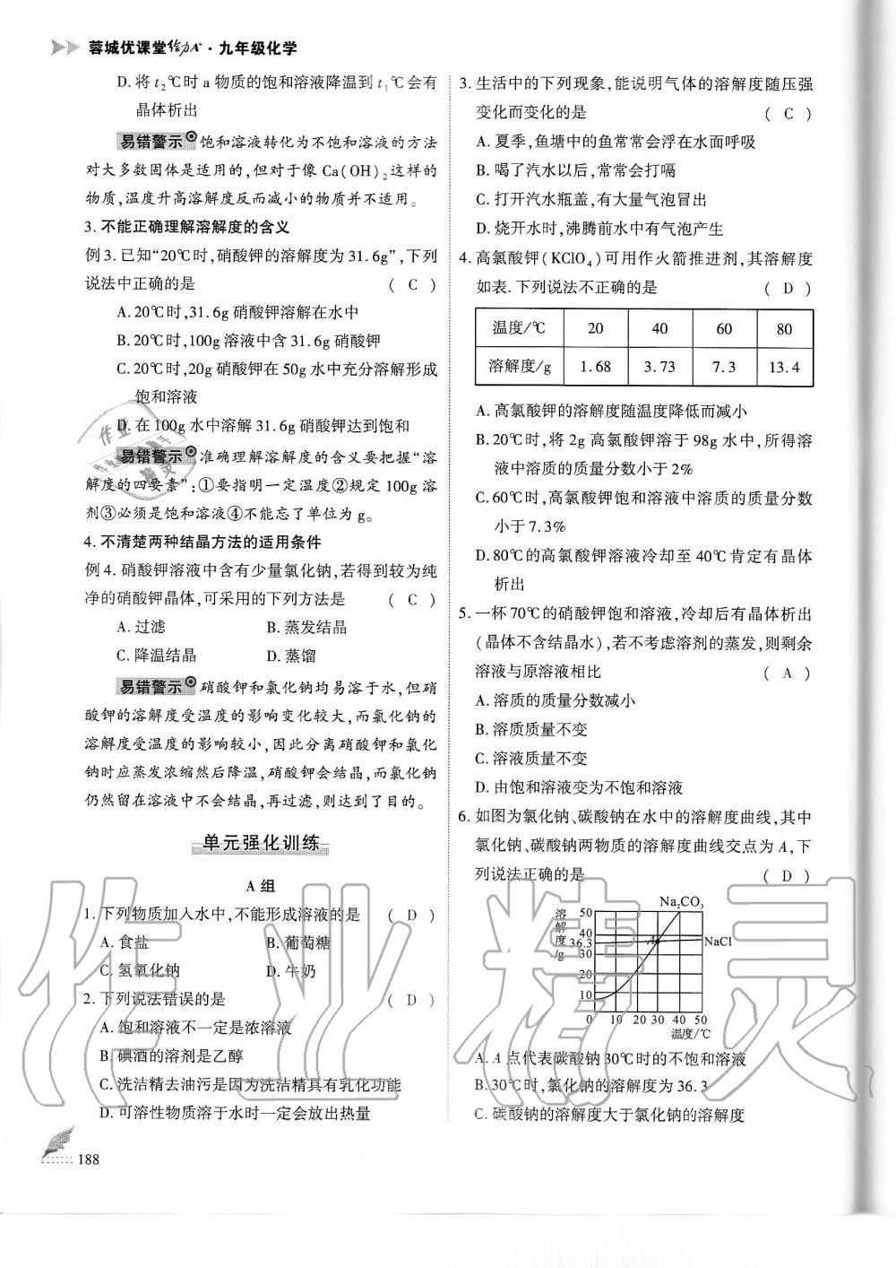 2019年蓉城优课堂给力A加九年级化学全一册人教版 第188页