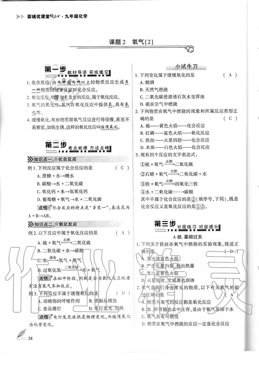 2019年蓉城优课堂给力A加九年级化学全一册人教版 第28页