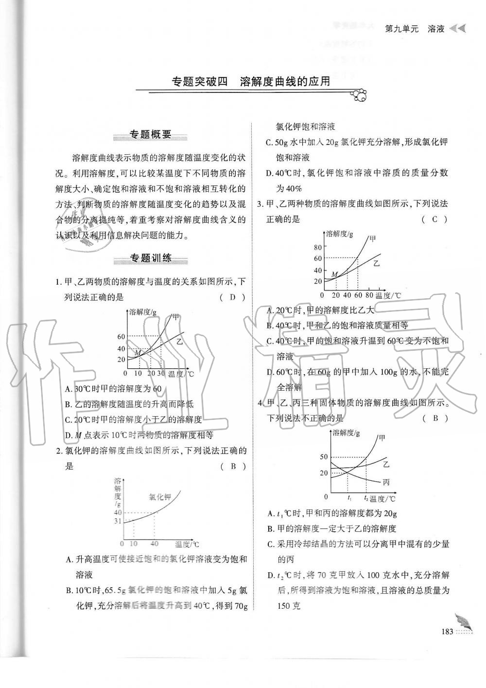 2019年蓉城优课堂给力A加九年级化学全一册人教版 第183页