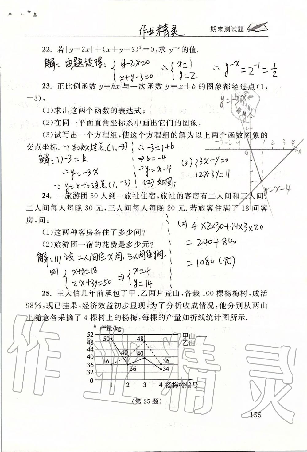 2019年数学配套练习册八年级上册北师大版 第155页