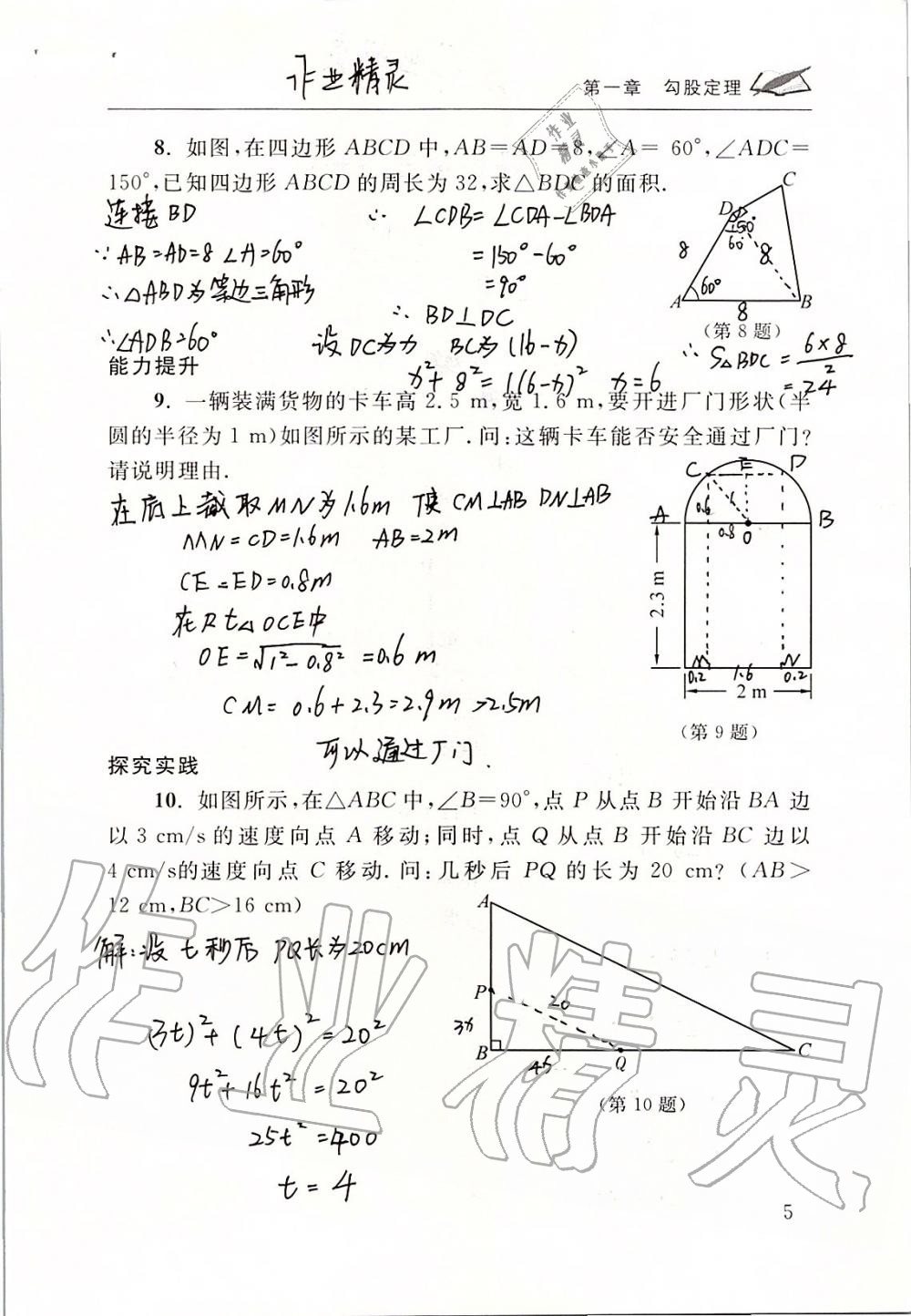 2019年數(shù)學(xué)配套練習(xí)冊(cè)八年級(jí)上冊(cè)北師大版 第5頁(yè)