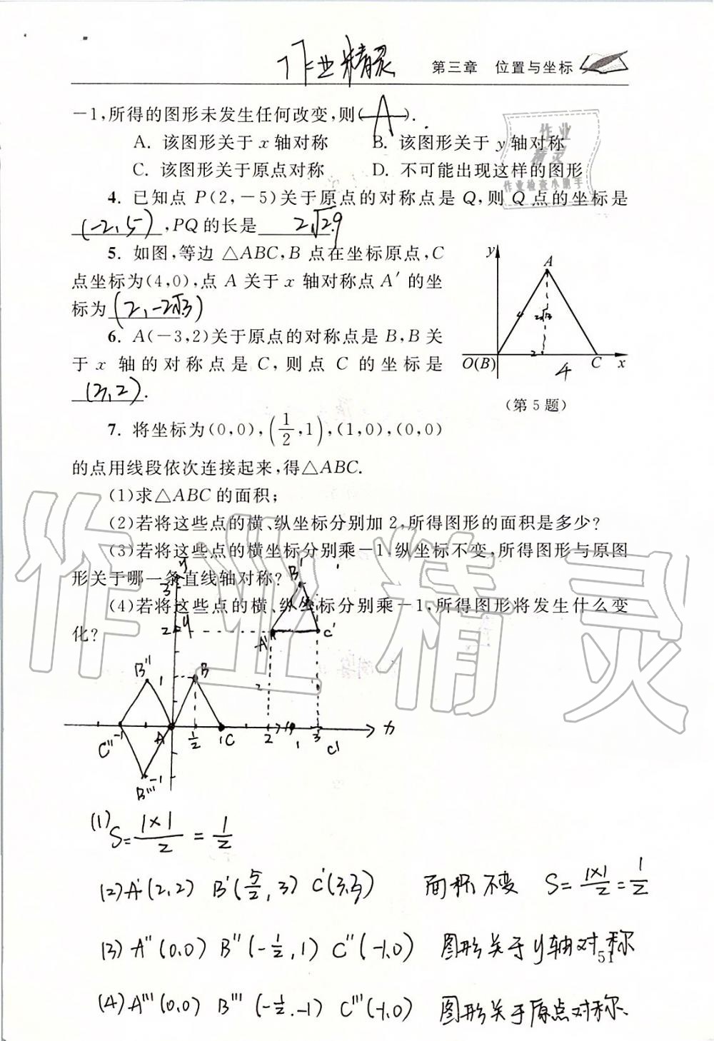 2019年数学配套练习册八年级上册北师大版 第51页