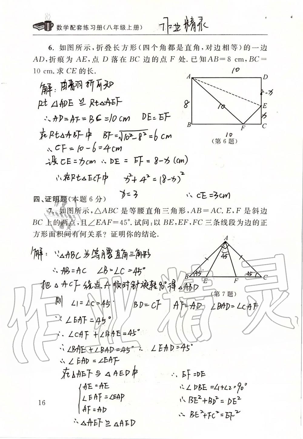 2019年數(shù)學(xué)配套練習(xí)冊八年級上冊北師大版 第16頁