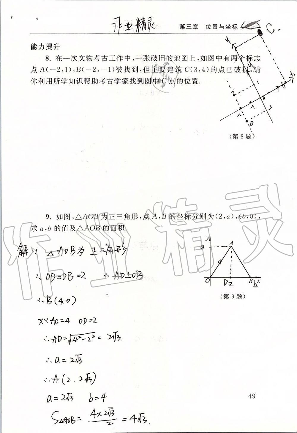 2019年数学配套练习册八年级上册北师大版 第49页