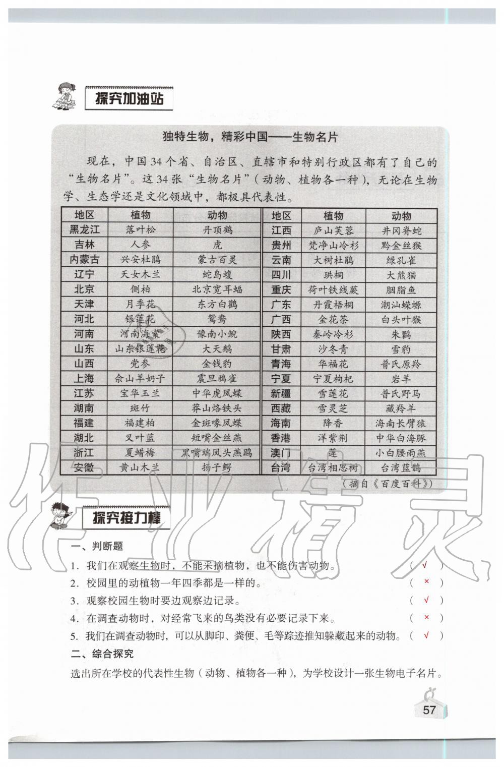 2019年知識(shí)與能力訓(xùn)練六年級(jí)科學(xué)上冊(cè)教科版 第57頁(yè)