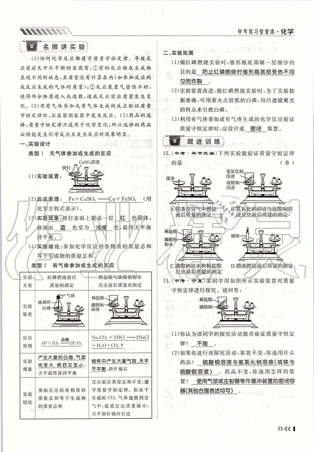 2019年名师学案中考复习堂堂清九年级化学全一册人教版 第33页