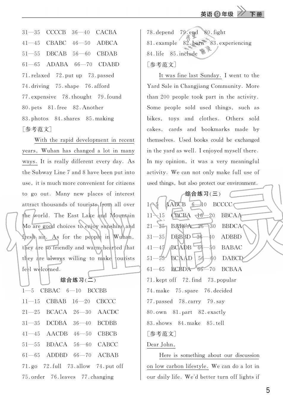 2020年智慧學(xué)習(xí)天天向上課堂作業(yè)九年級(jí)英語下冊(cè)人教版 第5頁