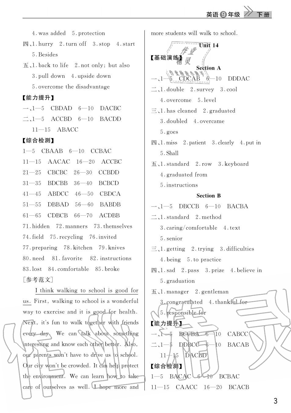 2020年智慧學(xué)習(xí)天天向上課堂作業(yè)九年級英語下冊人教版 第3頁