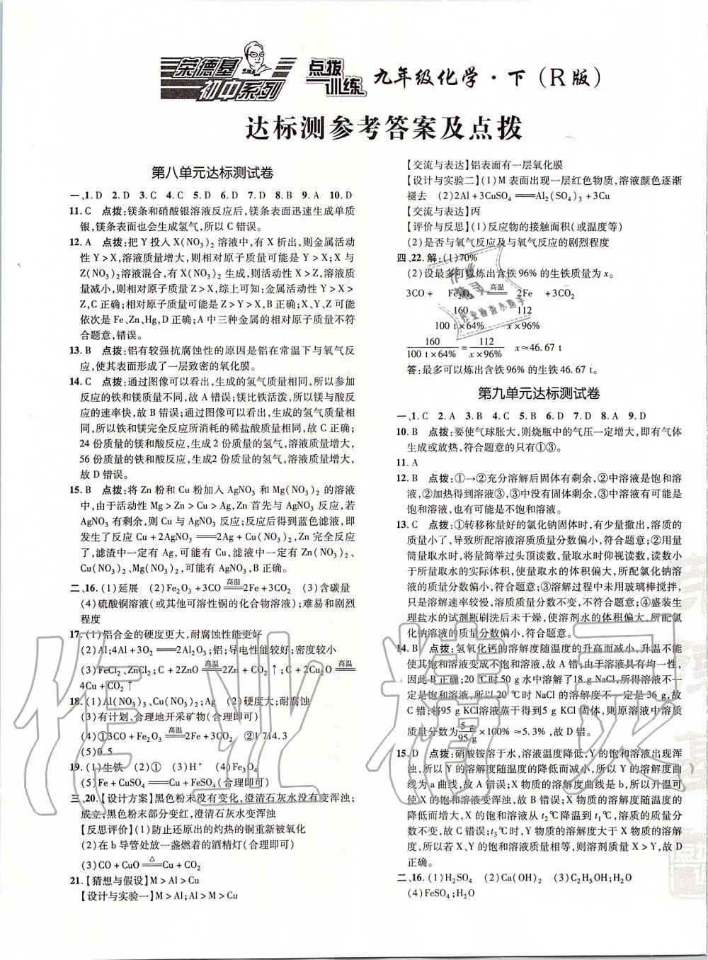 2020年點(diǎn)撥訓(xùn)練九年級(jí)化學(xué)下冊人教版 第1頁