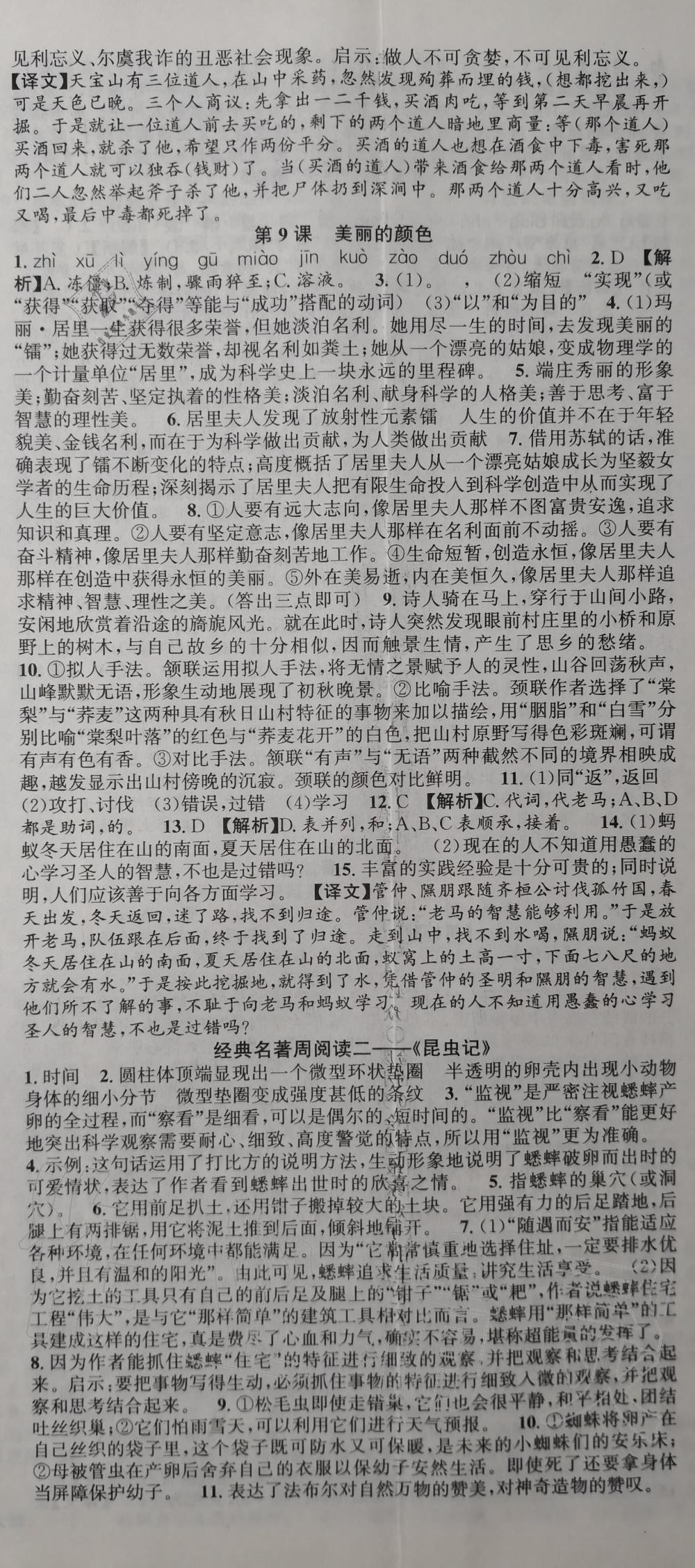 2019年語文花開同步練習(xí)冊八年級上冊人教版 第5頁