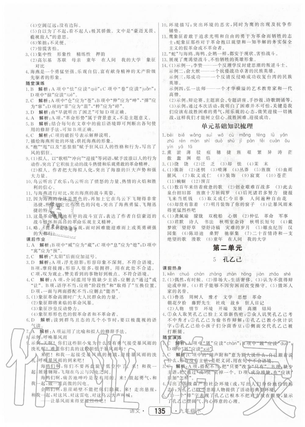 2020年紅對勾45分鐘作業(yè)與單元評估九年級語文下冊人教版 第3頁