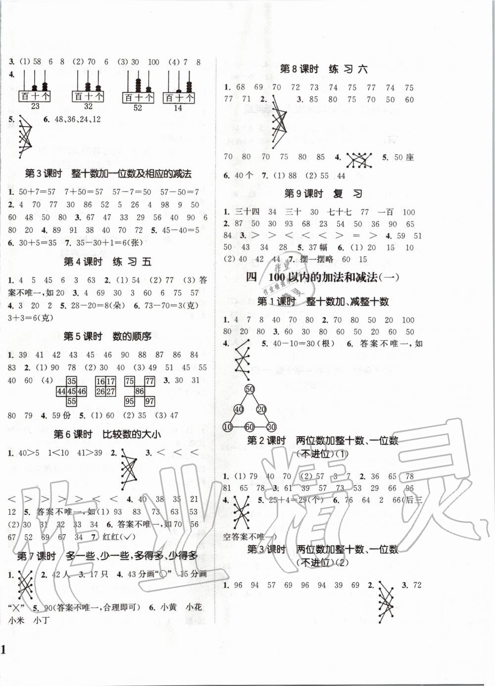 2020年通城學(xué)典課時(shí)新體驗(yàn)一年級數(shù)學(xué)下冊蘇教版 第2頁