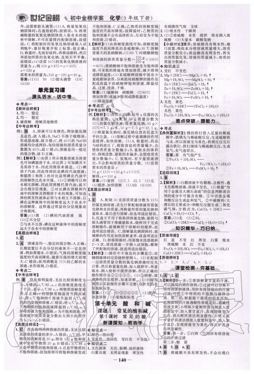 2020年世紀金榜初中金榜學案九年級化學下冊人教版 第7頁