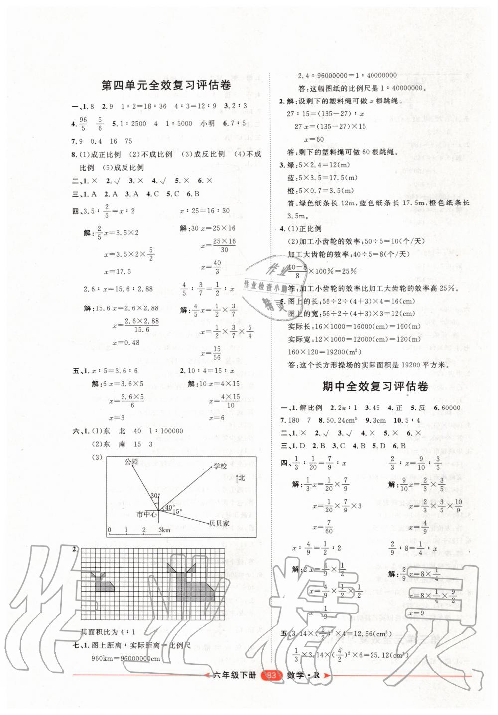 2020年陽光計劃第二步單元期末復習與評價六年級數(shù)學下冊人教版 第3頁