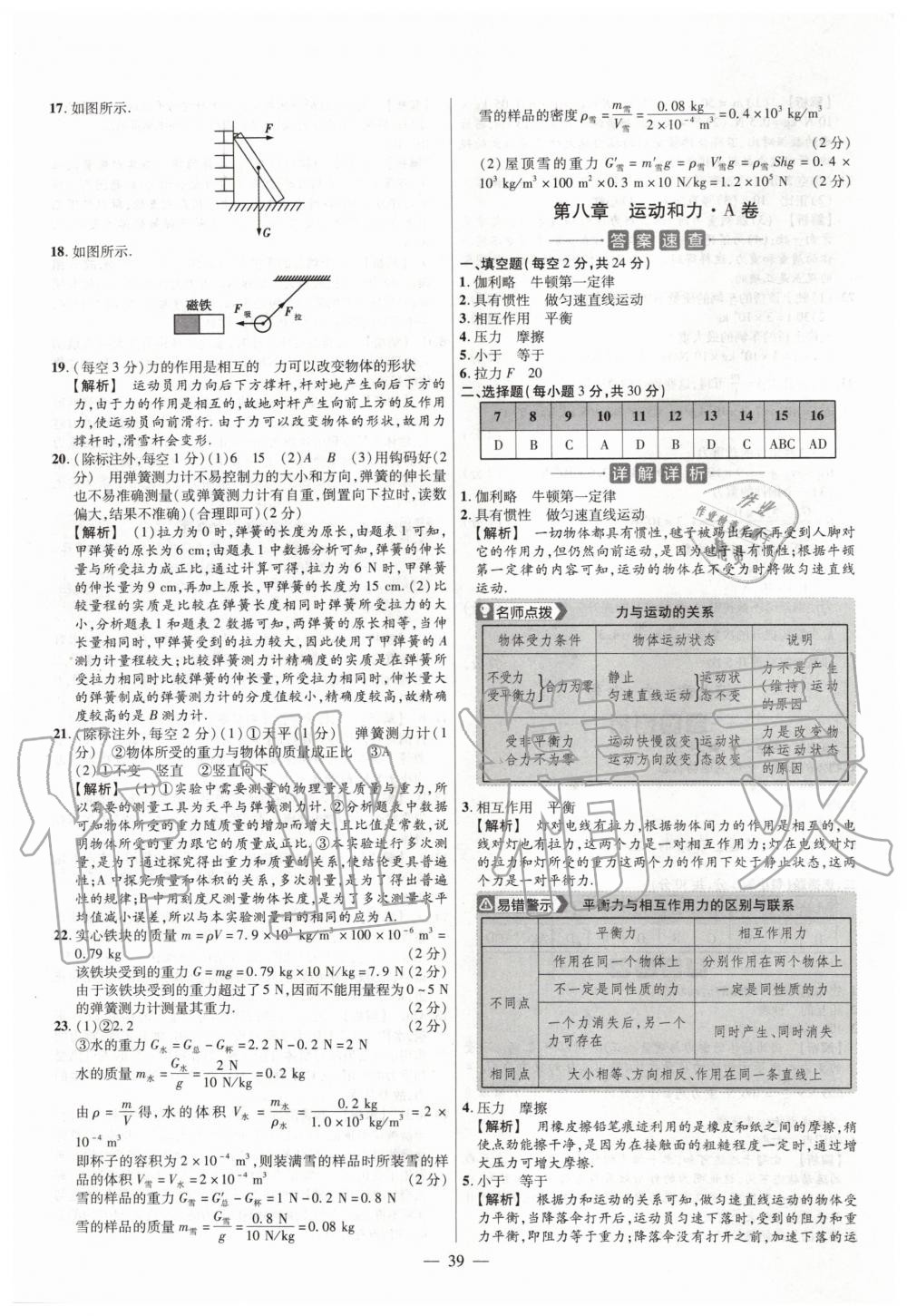 2020年金考卷活页题选八年级物理下册人教版 第3页