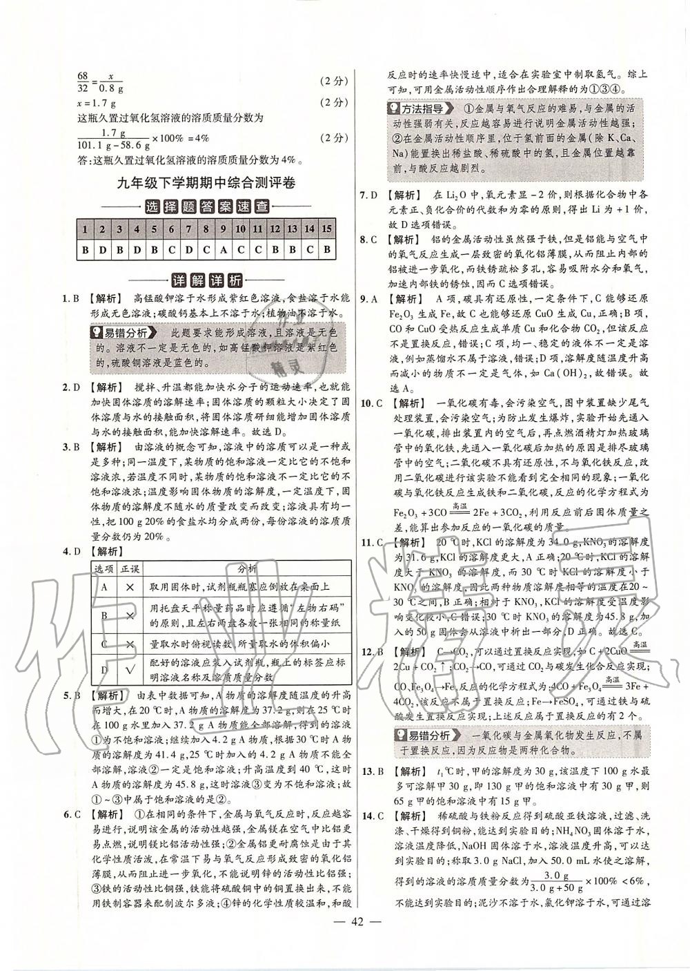 2020年金考卷活页题选九年级化学下册人教版 第8页