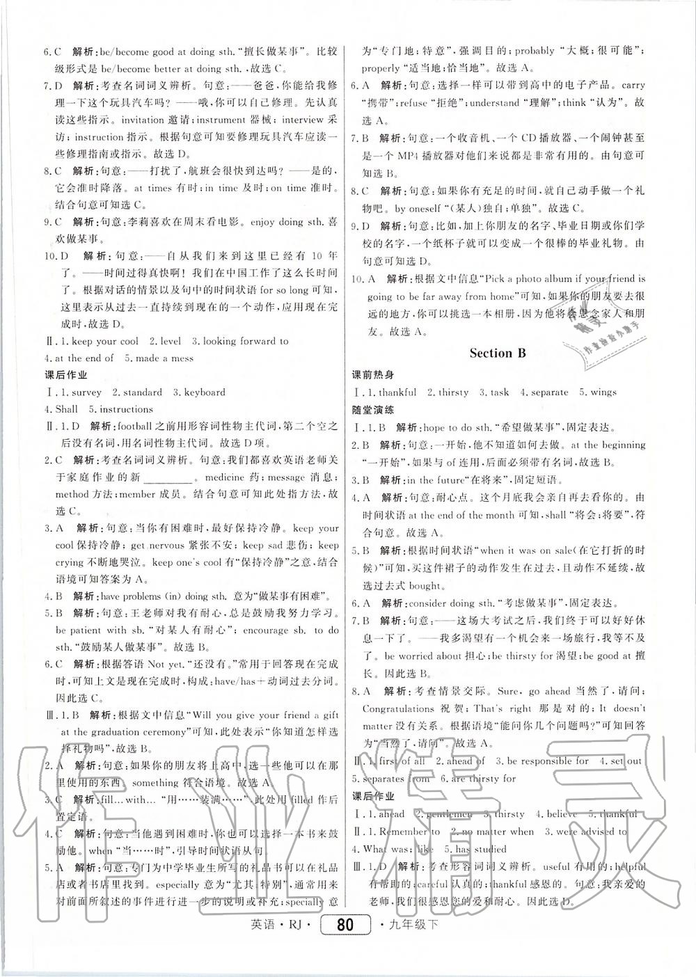 2020年紅對勾45分鐘作業(yè)與單元評估九年級英語下冊人教版 第8頁