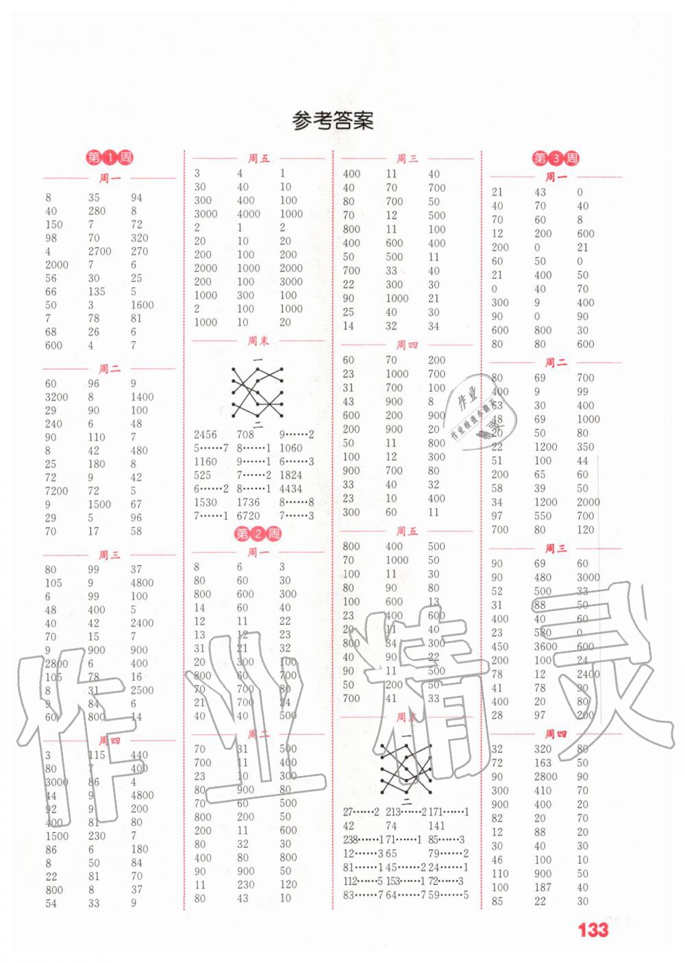 2020年通城学典小学数学计算能手三年级下册人教版 第1页