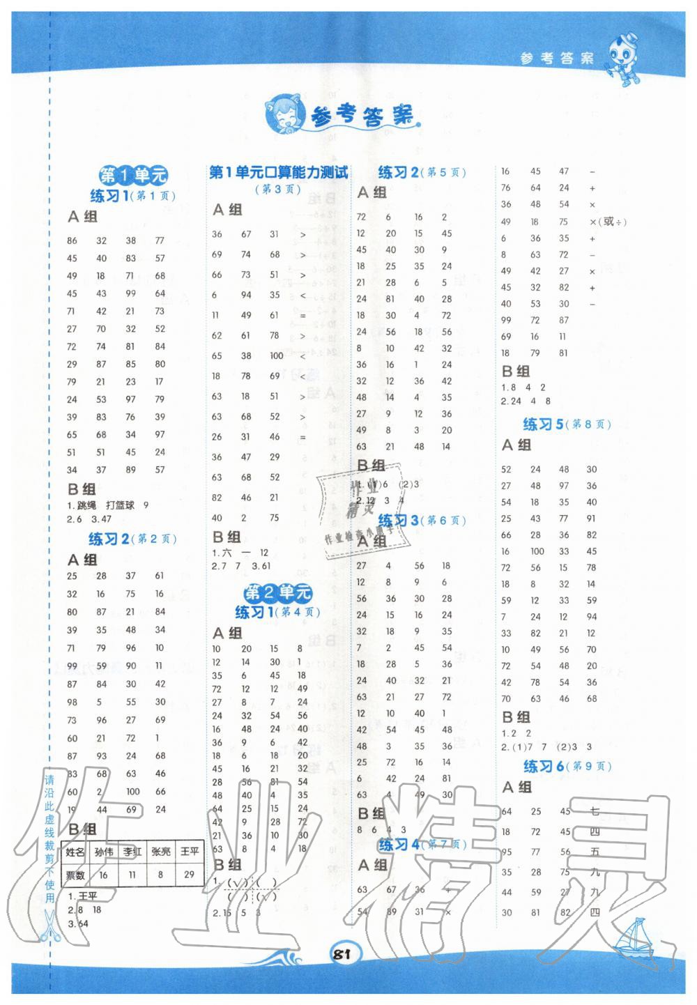 2020年星級口算天天練二年級數(shù)學下冊人教版 第1頁