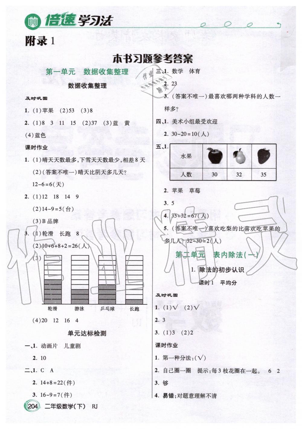 2020年倍速學(xué)習(xí)法二年級(jí)數(shù)學(xué)下冊(cè)人教版 第1頁(yè)