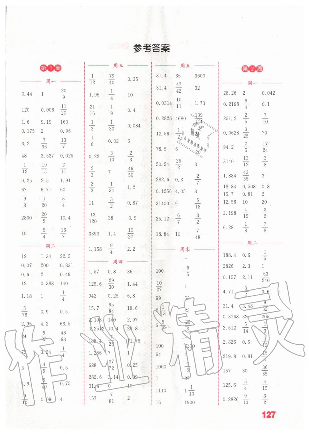 2020年通城学典小学数学计算能手六年级下册苏教版 第1页