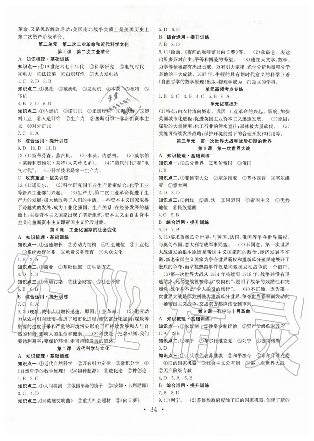 2020年七天學(xué)案學(xué)練考九年級歷史下冊人教版 第2頁