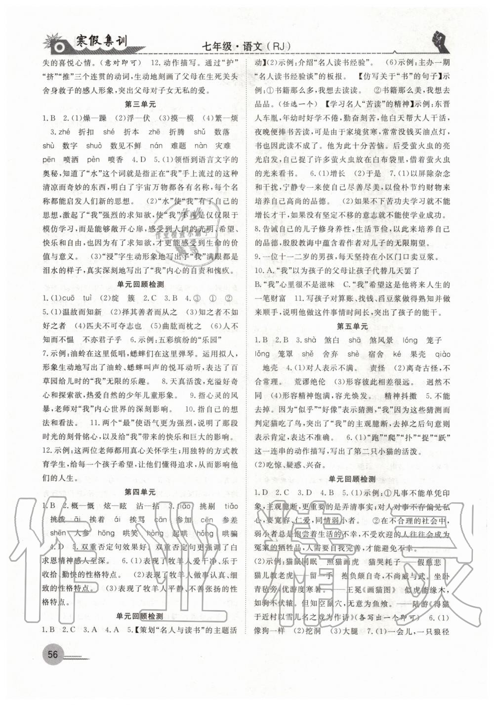 2020年寒假集訓(xùn)七年級(jí)語(yǔ)文人教版合肥工業(yè)大學(xué)出版社 第2頁(yè)