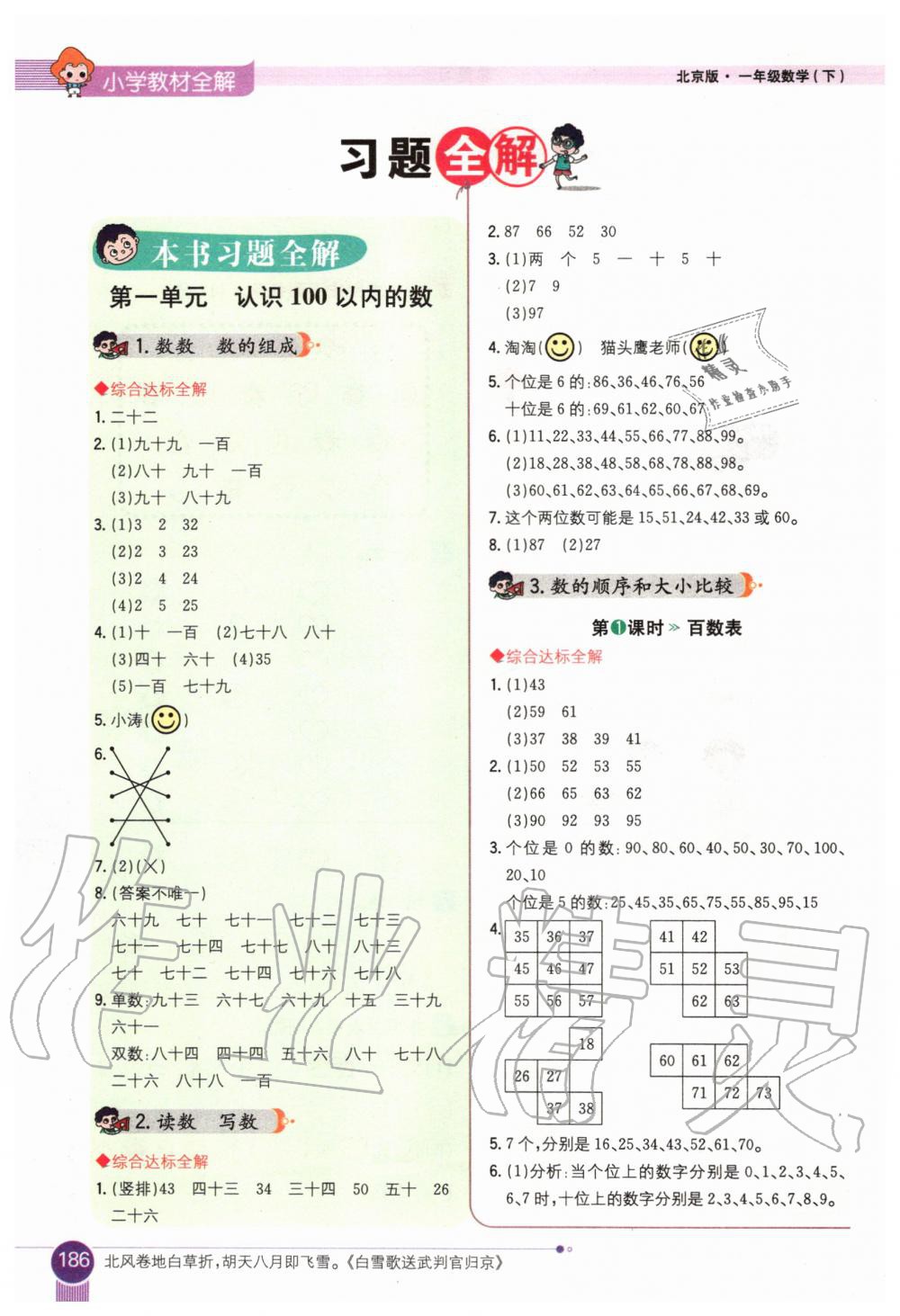 2020年小學(xué)教材全解一年級數(shù)學(xué)下冊北京版北京課改專用 第1頁