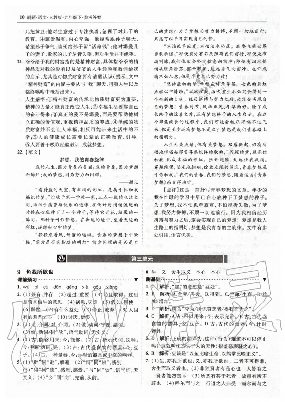 2020年北大绿卡刷题九年级语文下册人教版 第10页