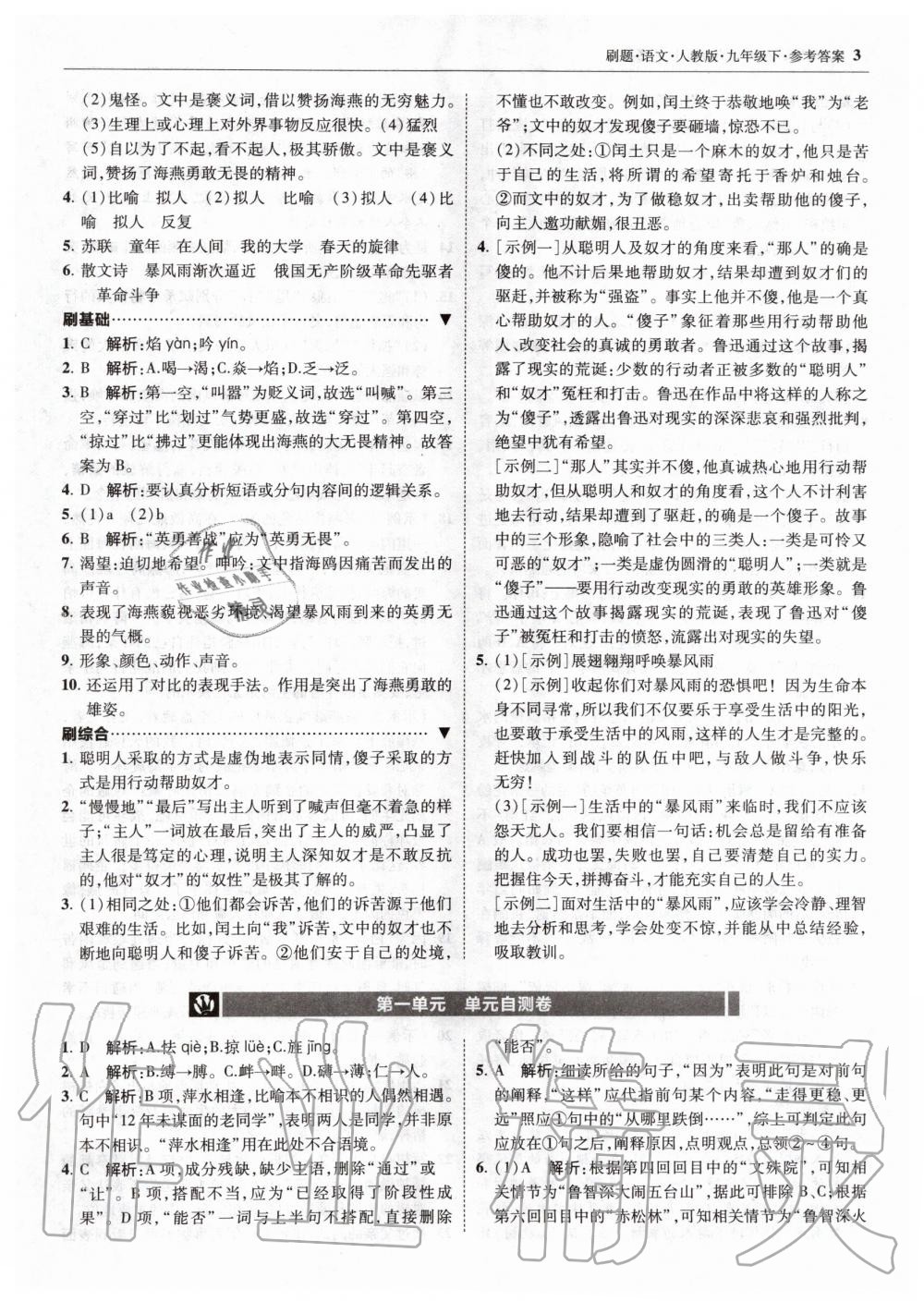 2020年北大綠卡刷題九年級語文下冊人教版 第3頁