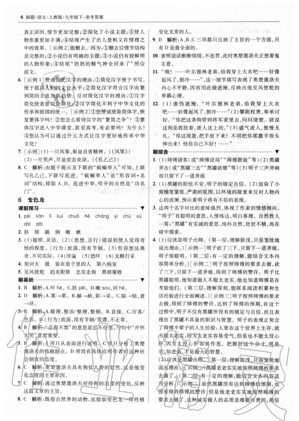 2020年北大綠卡刷題九年級(jí)語(yǔ)文下冊(cè)人教版 第6頁(yè)