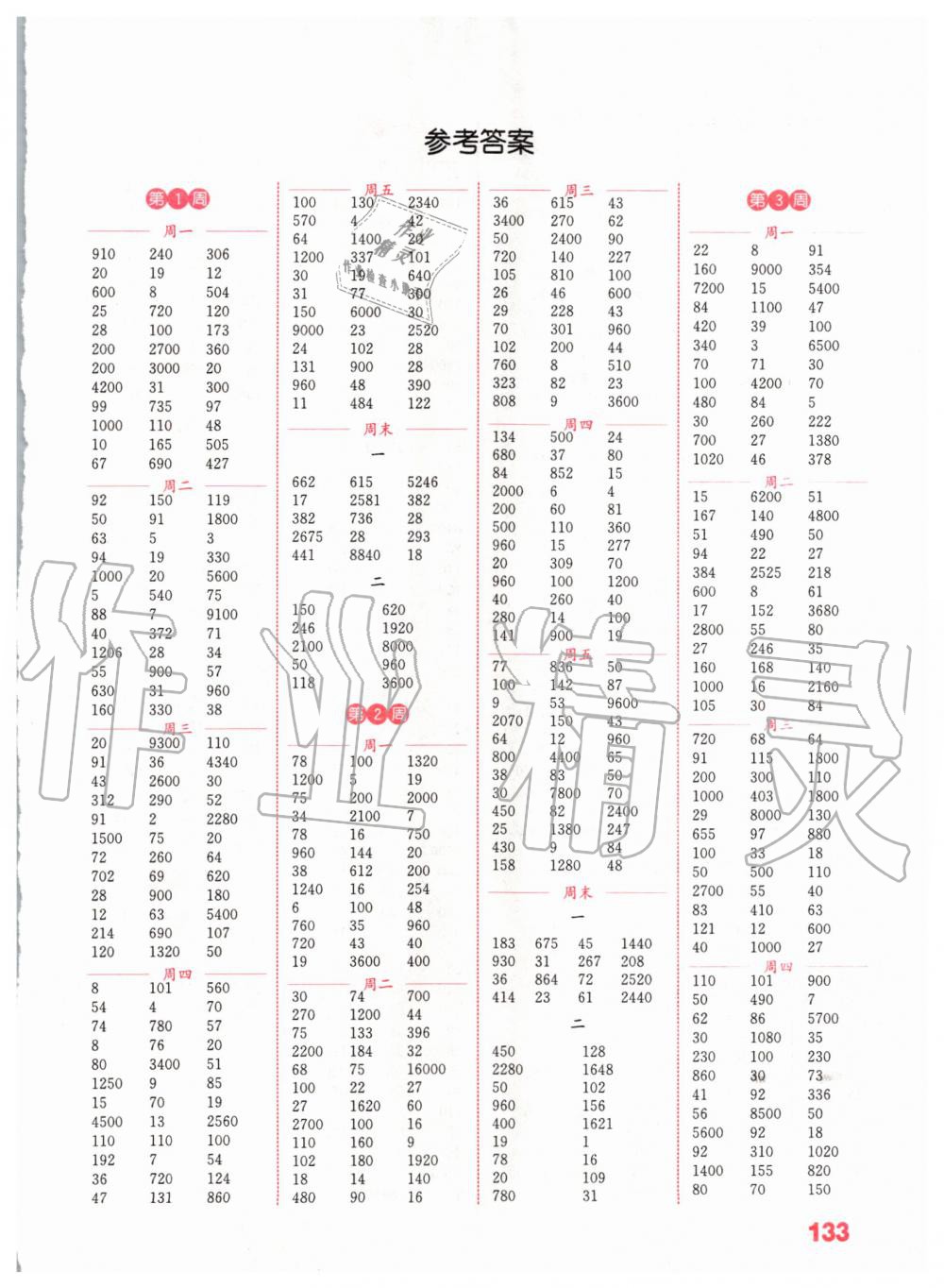 2020年通城學(xué)典小學(xué)數(shù)學(xué)計算能手四年級下冊人教版 第1頁