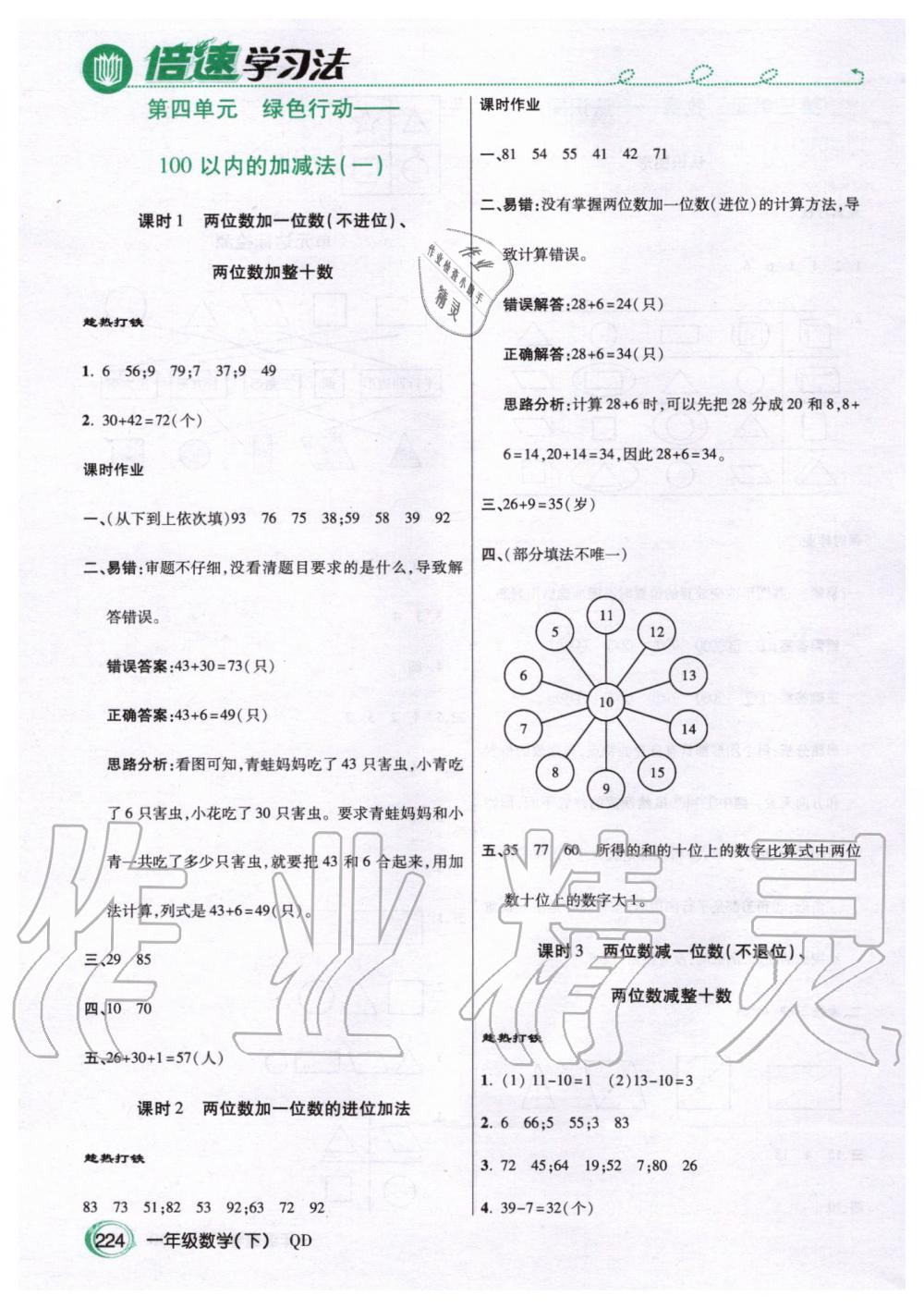 2020年倍速學(xué)習(xí)法一年級數(shù)學(xué)下冊青島版五四制 第5頁