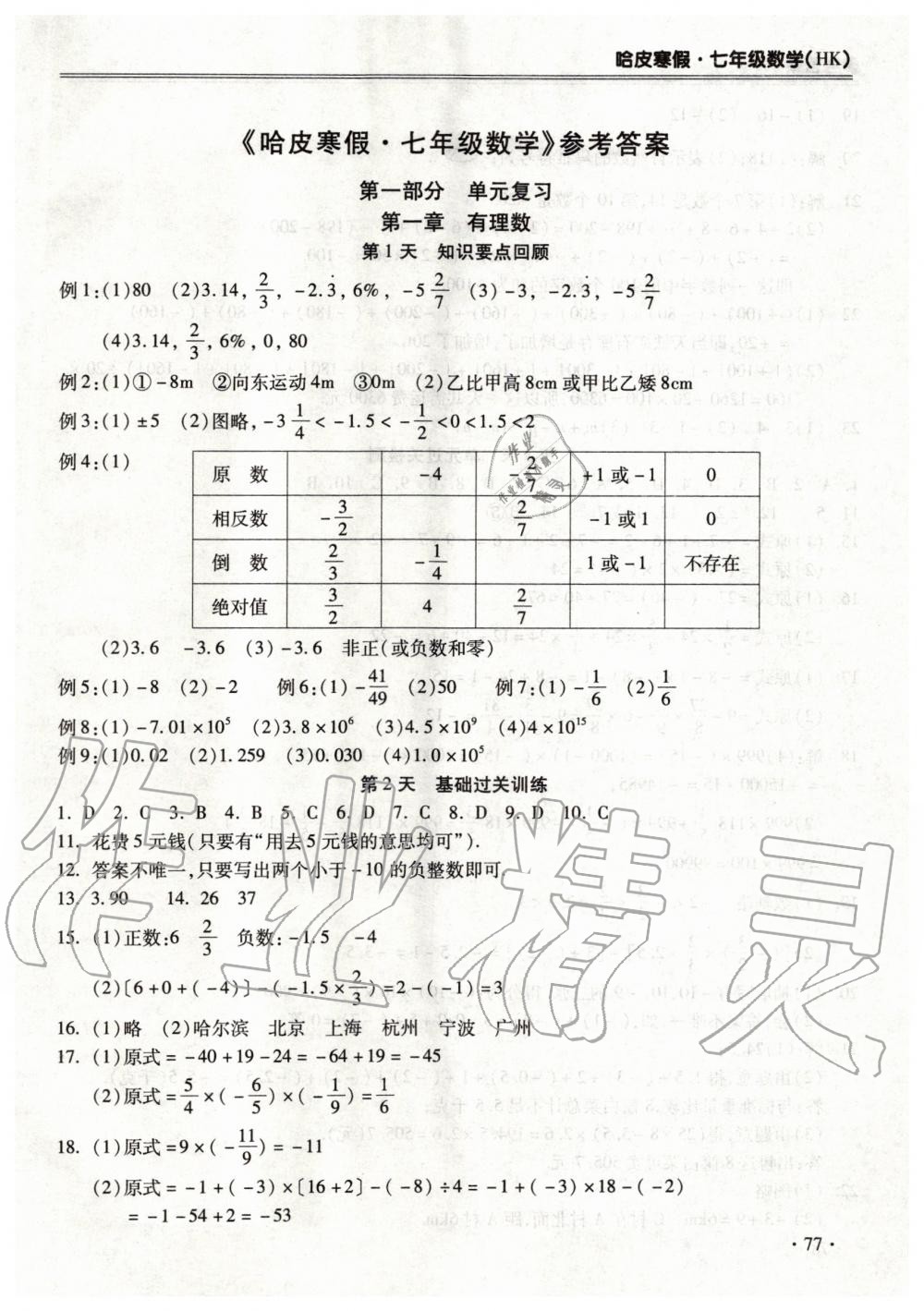 2020年哈皮寒假七年級(jí)數(shù)學(xué)滬科版合肥工業(yè)大學(xué)出版社 第1頁(yè)