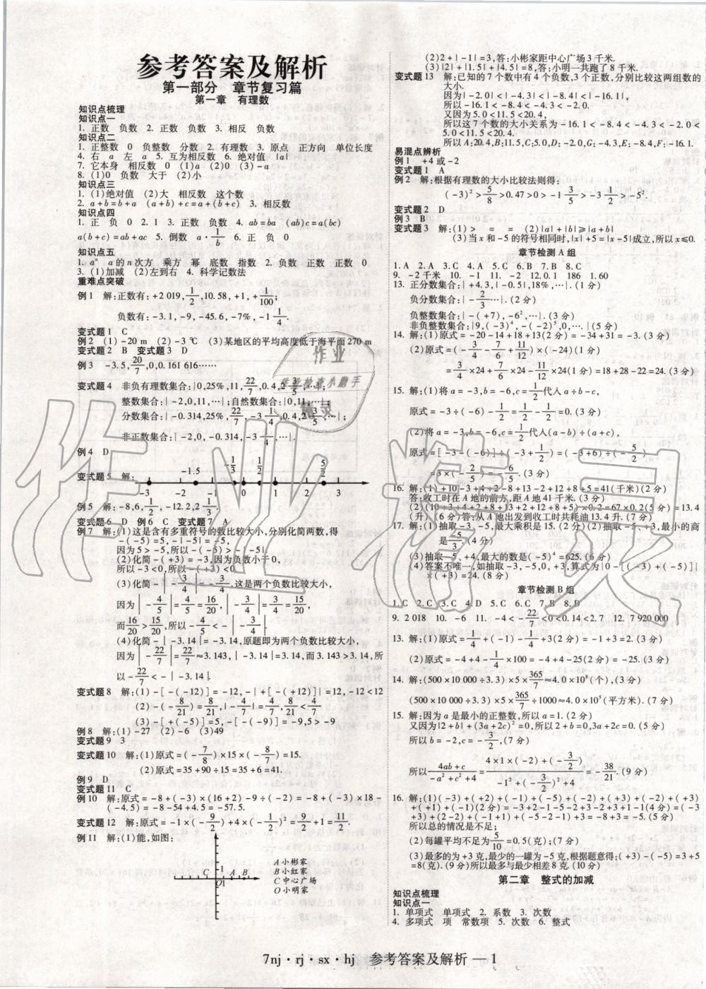 2020年金象教育U计划学期系统复习寒假作业七年级数学人教版 第1页