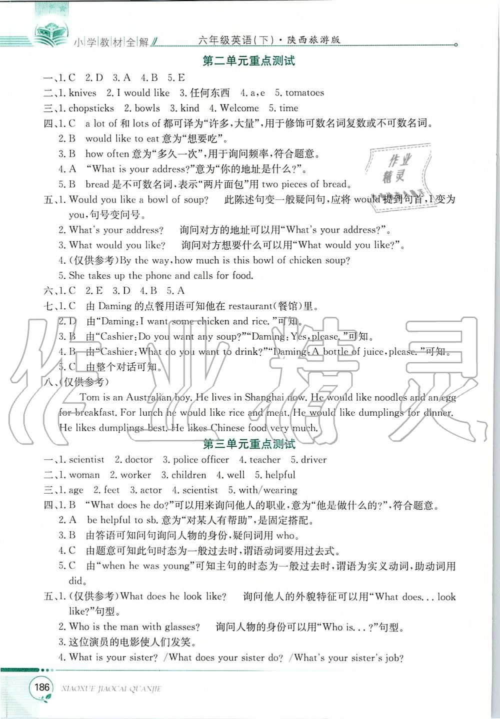 2020年小學(xué)教材全解六年級英語下冊陜旅版三起 第2頁