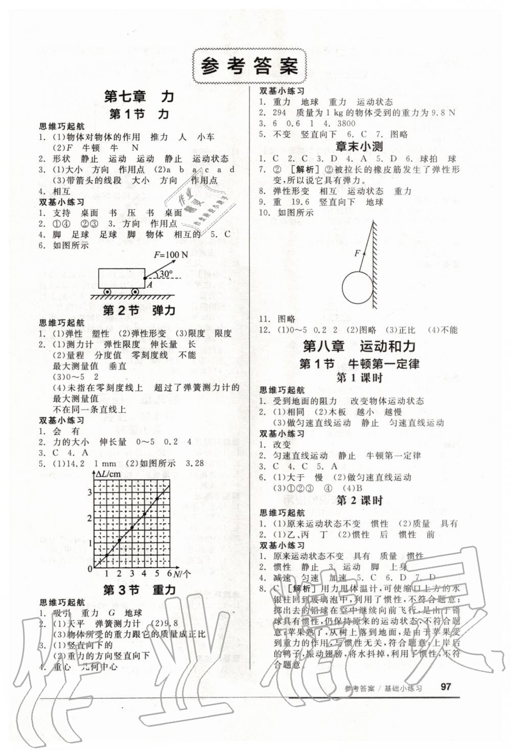 2020年全品基础小练习八年级物理下册人教版 第1页