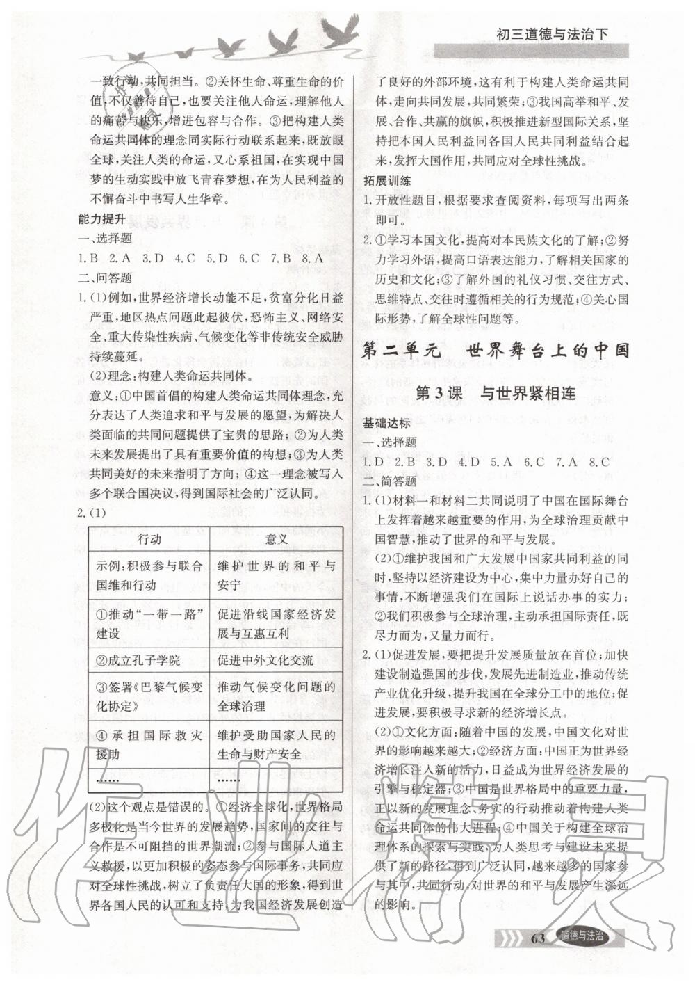 2020年同步檢測(cè)三級(jí)跳初三道德與法治下冊(cè)人教版 第2頁(yè)