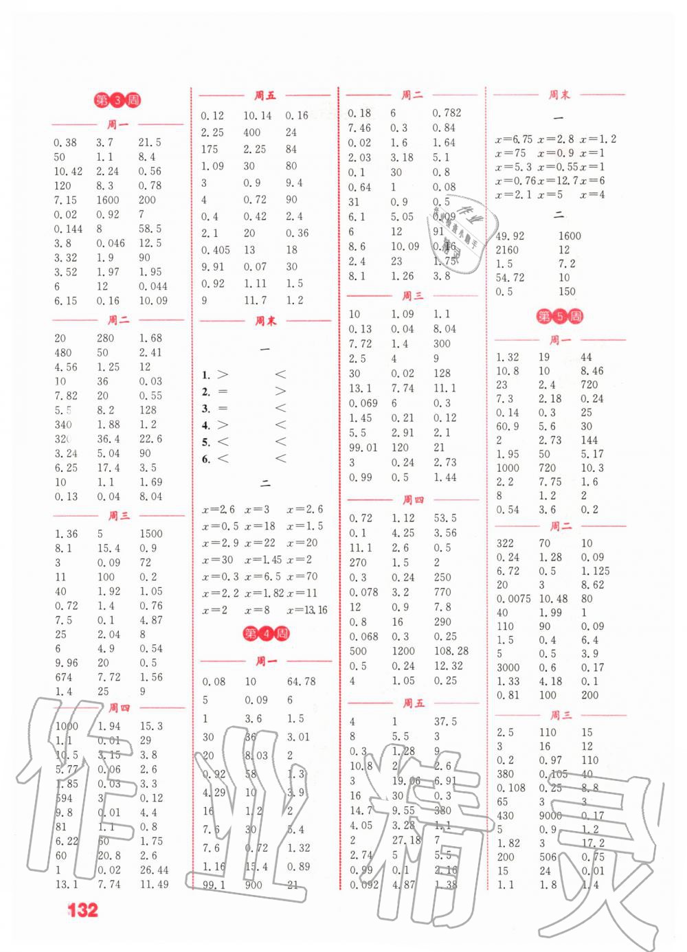 2020年通城學(xué)典小學(xué)數(shù)學(xué)計算能手五年級下冊蘇教版江蘇專用 第2頁