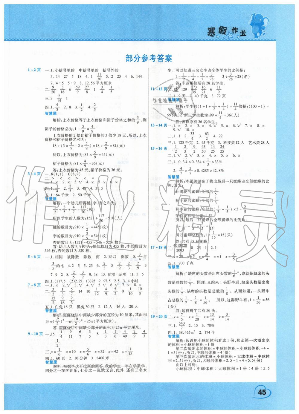 2020年新锐图书假期园地小学数学寒假作业六年级人教版 第1页